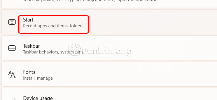 Chỉnh Start menu Windows 11