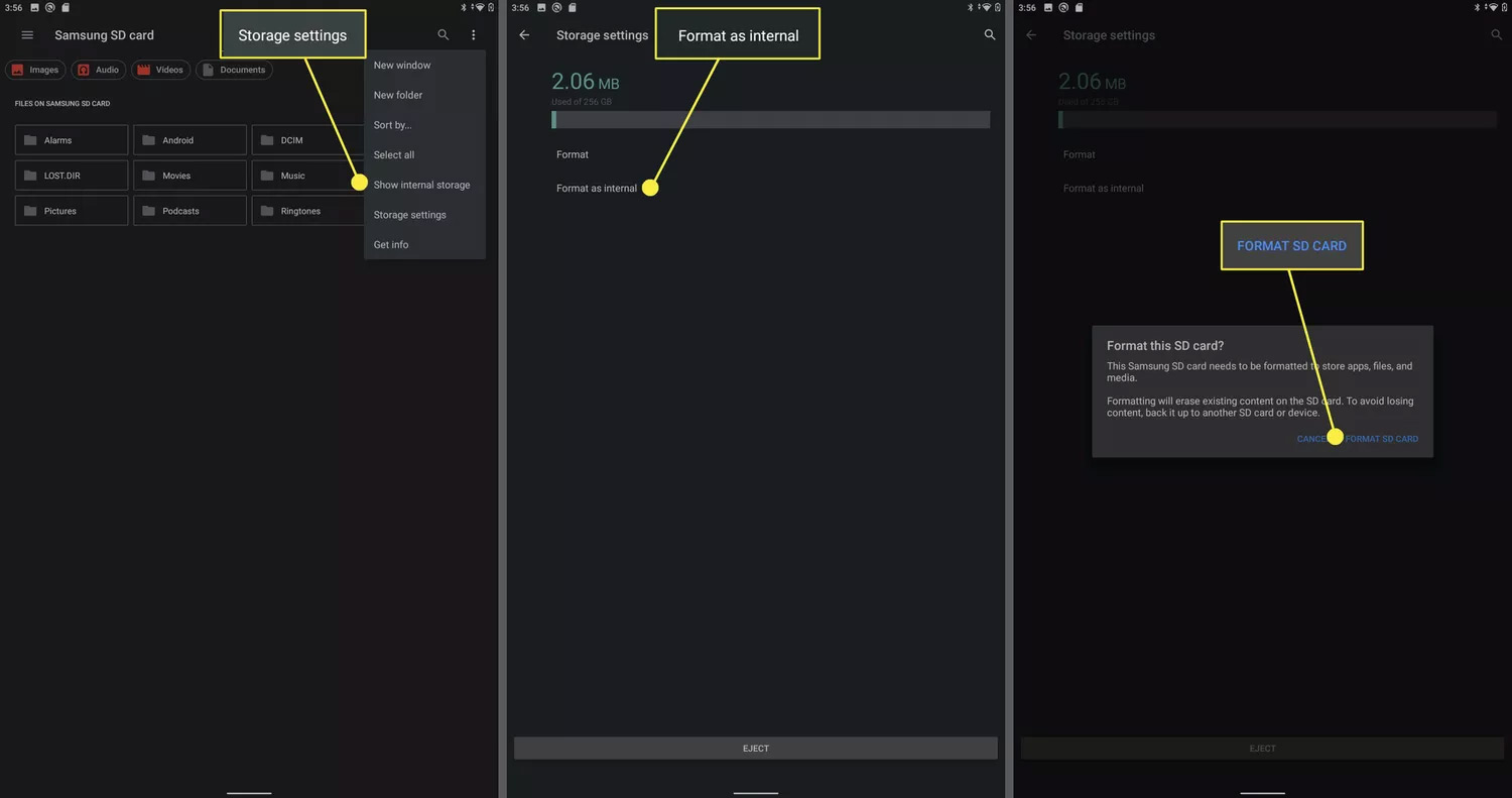 Đặt thẻ SD làm lưu trữ mặc định Android