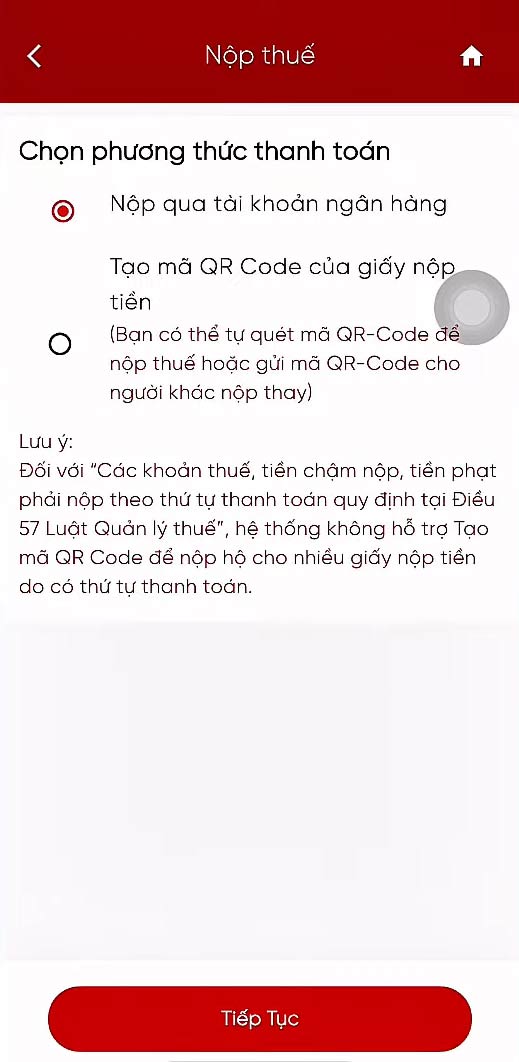 Nộp thuế đất bằng tài khoản ngân hàng