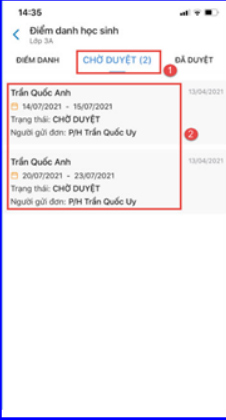Chọn đơn xin nghỉ trên eNetViet