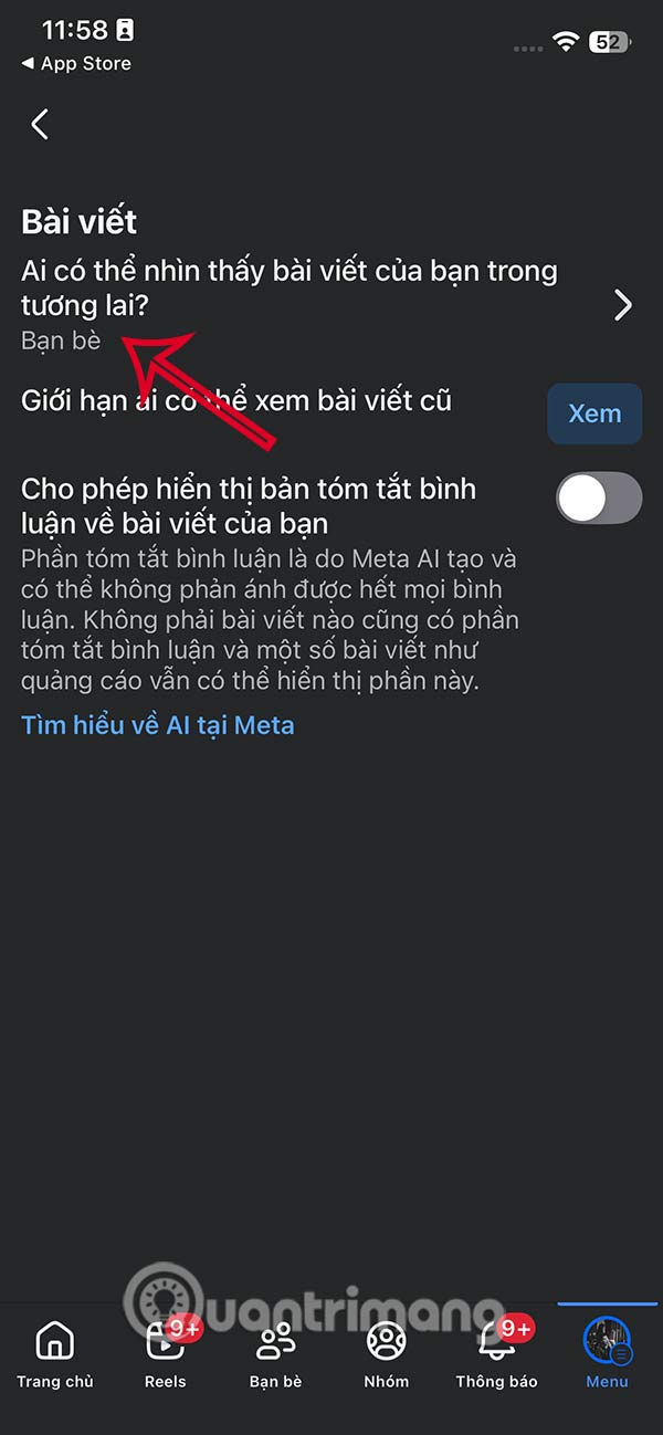 Đối tượng xem bài đăng Facebook tương lai
