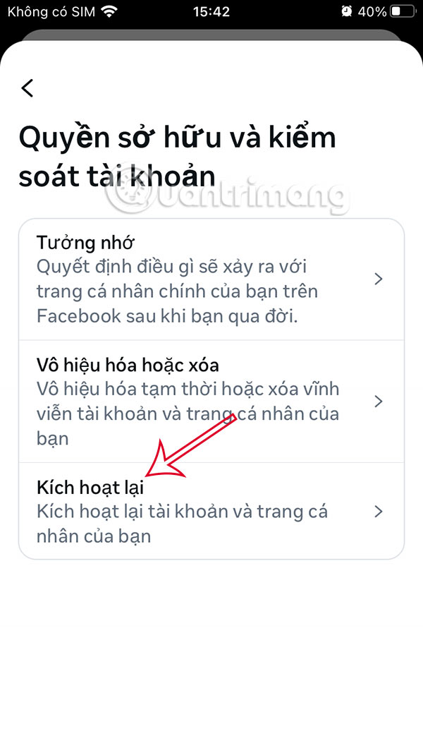 Kích hoạt lại trang cá nhân Facebook