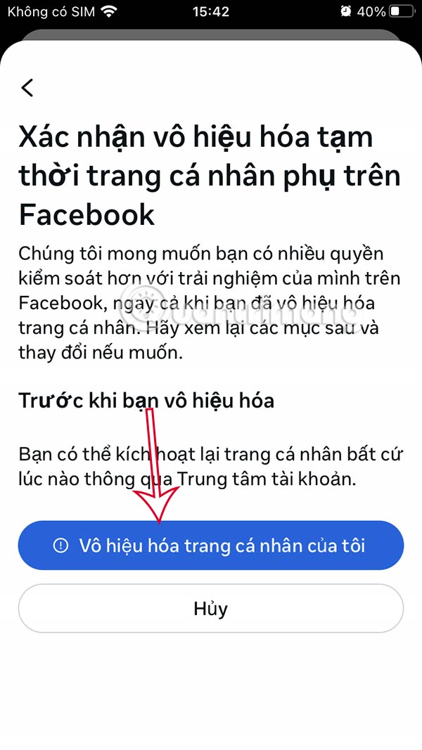 Vô hiệu hóa trang cá nhân Facebook