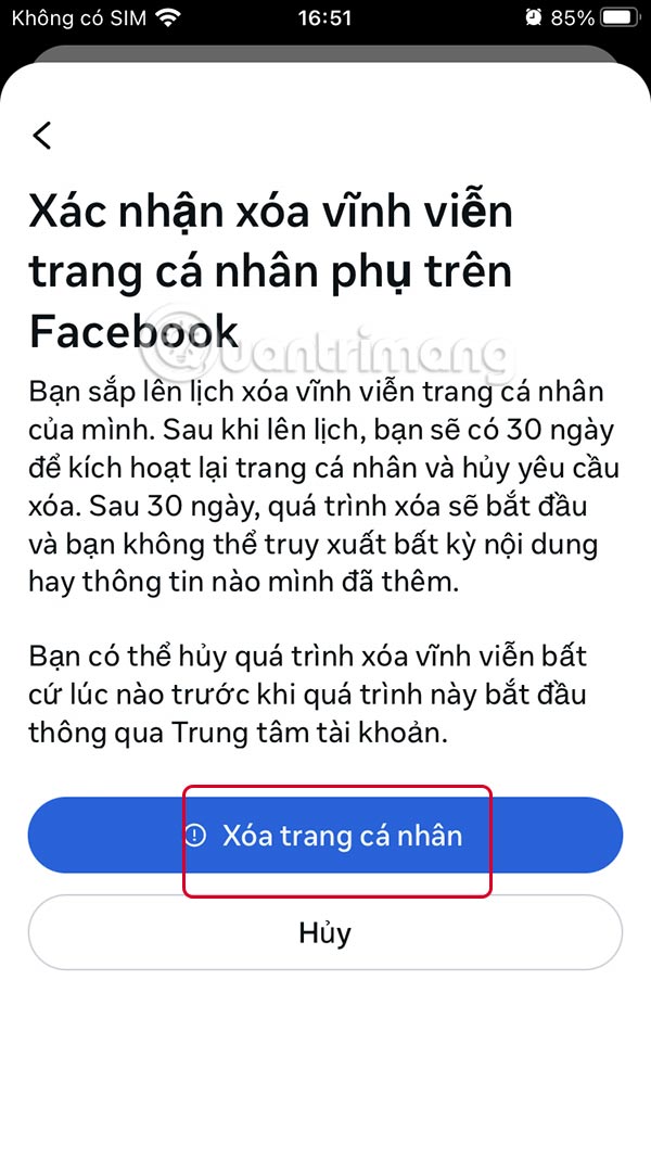 Xóa trang cá nhân Facebook vĩnh viễn