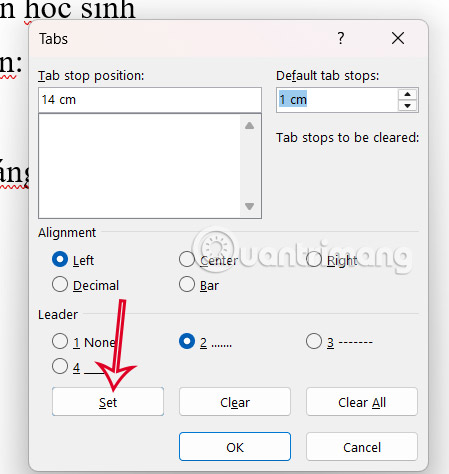 Thiết lập tạo dấu chấm trong Word