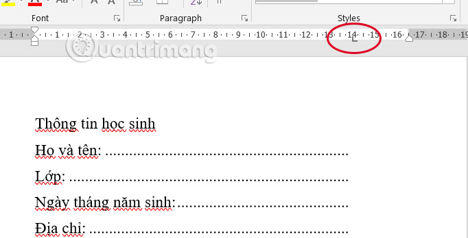 Tạo dấu chấm trong Word
