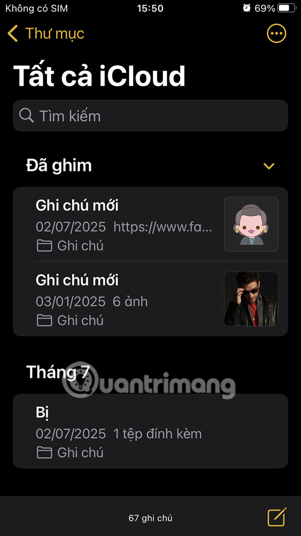 Lưu trữ ghi chú vào iCloud