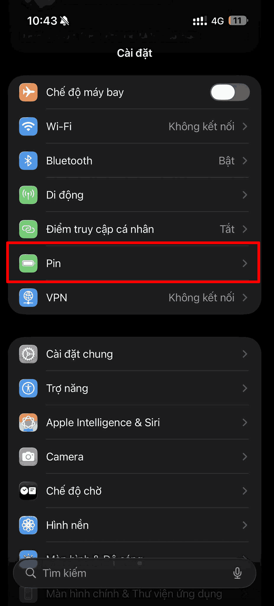 Chỉnh Pin trên iPhone