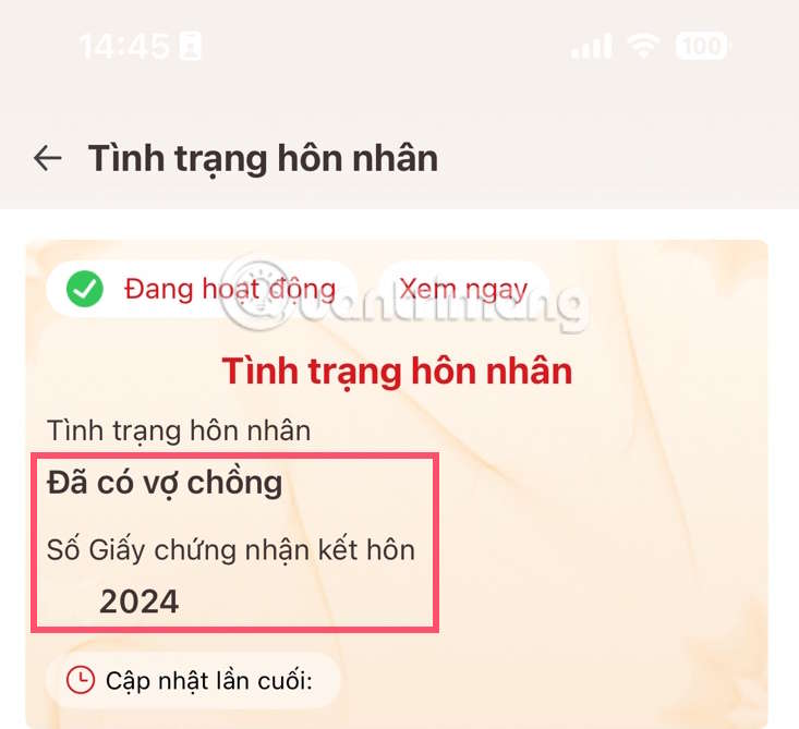 Kiểm tra tình trạng hôn nhân trên VneID