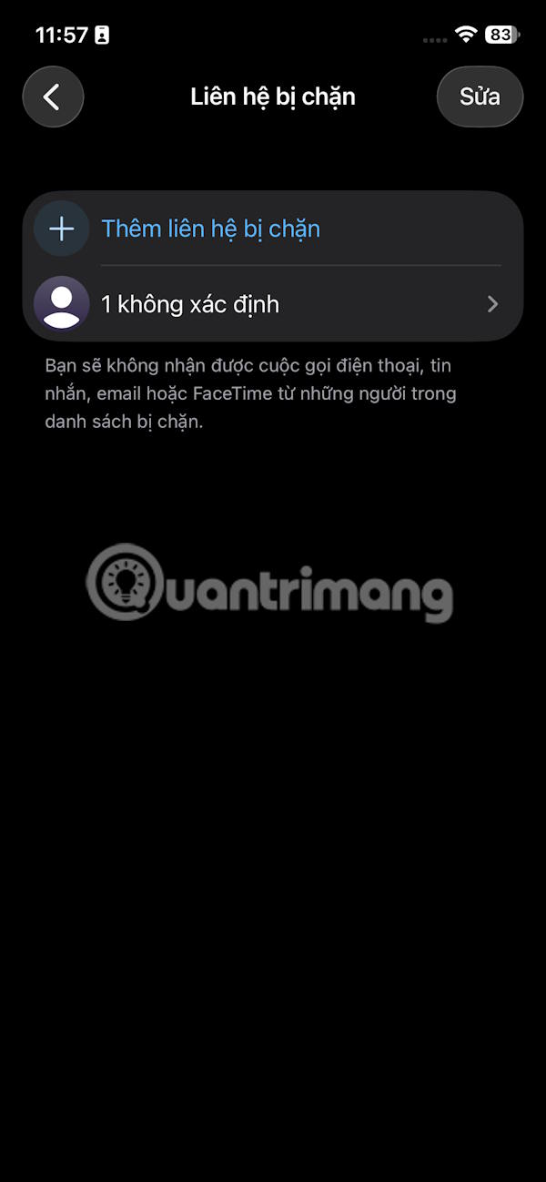 Dánh sách bị chặn trên iPhone