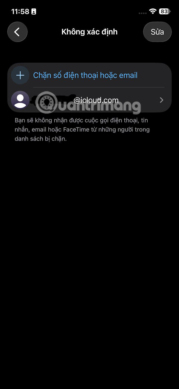 Thêm liên hệ bị chặn trên iPhone