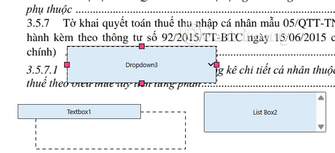 Vị trí chèn trường nội dung vào PDF biểu mẫu