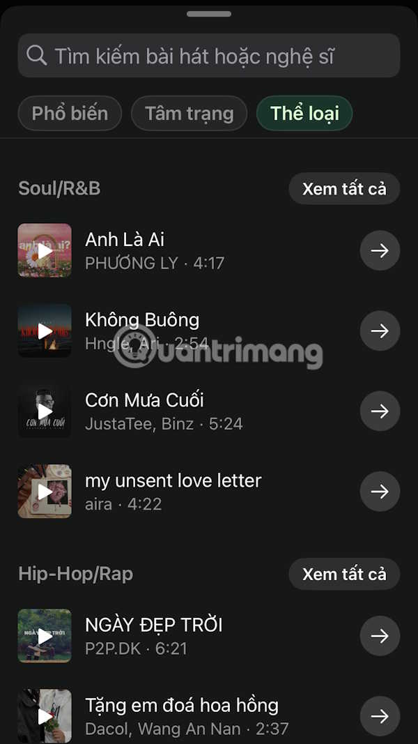 Thể loại bài hát WhatsApp