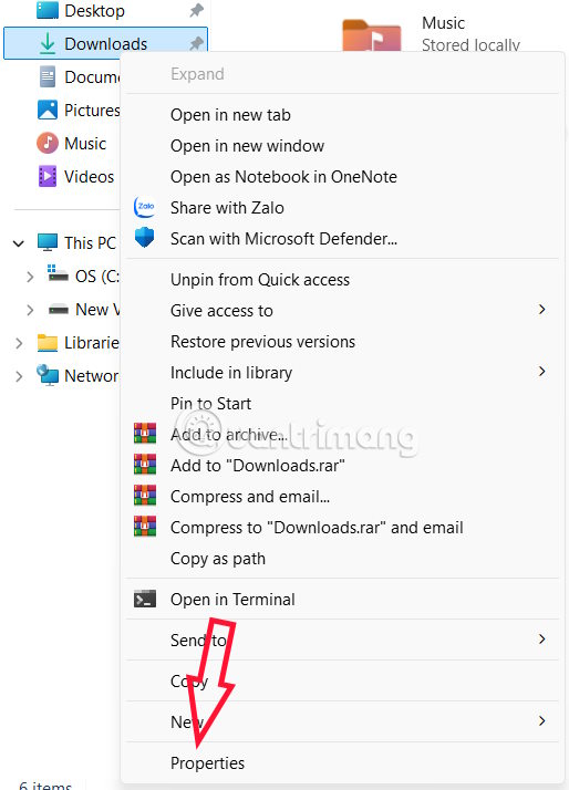 Tùy chỉnh thư mục Downloads