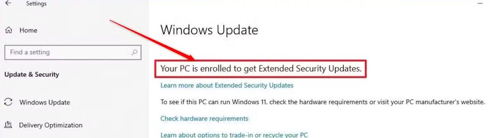Thông báo đăng ký bảo mật Windows 10 thành công