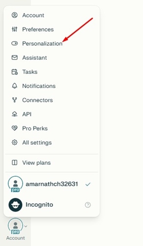 Truy cập cá nhân hóa Perplexity AI