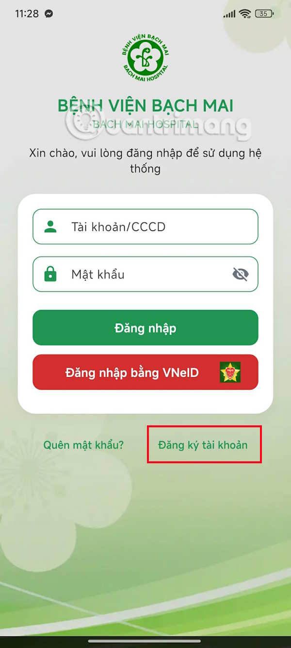 Đăng ký tài khoản Bạch Mai Care
