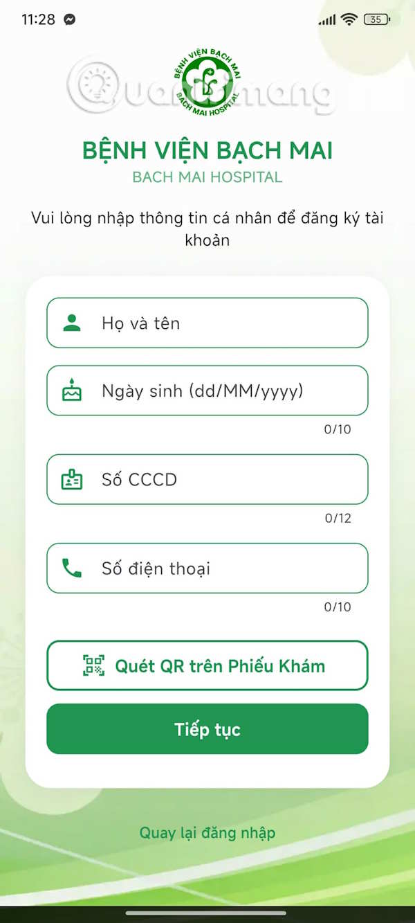 Thông tin cá nhân cho Bạch Mai Care