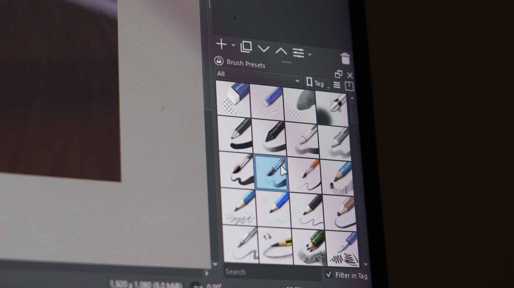 Các cài đặt Brush Presets trong Krita.