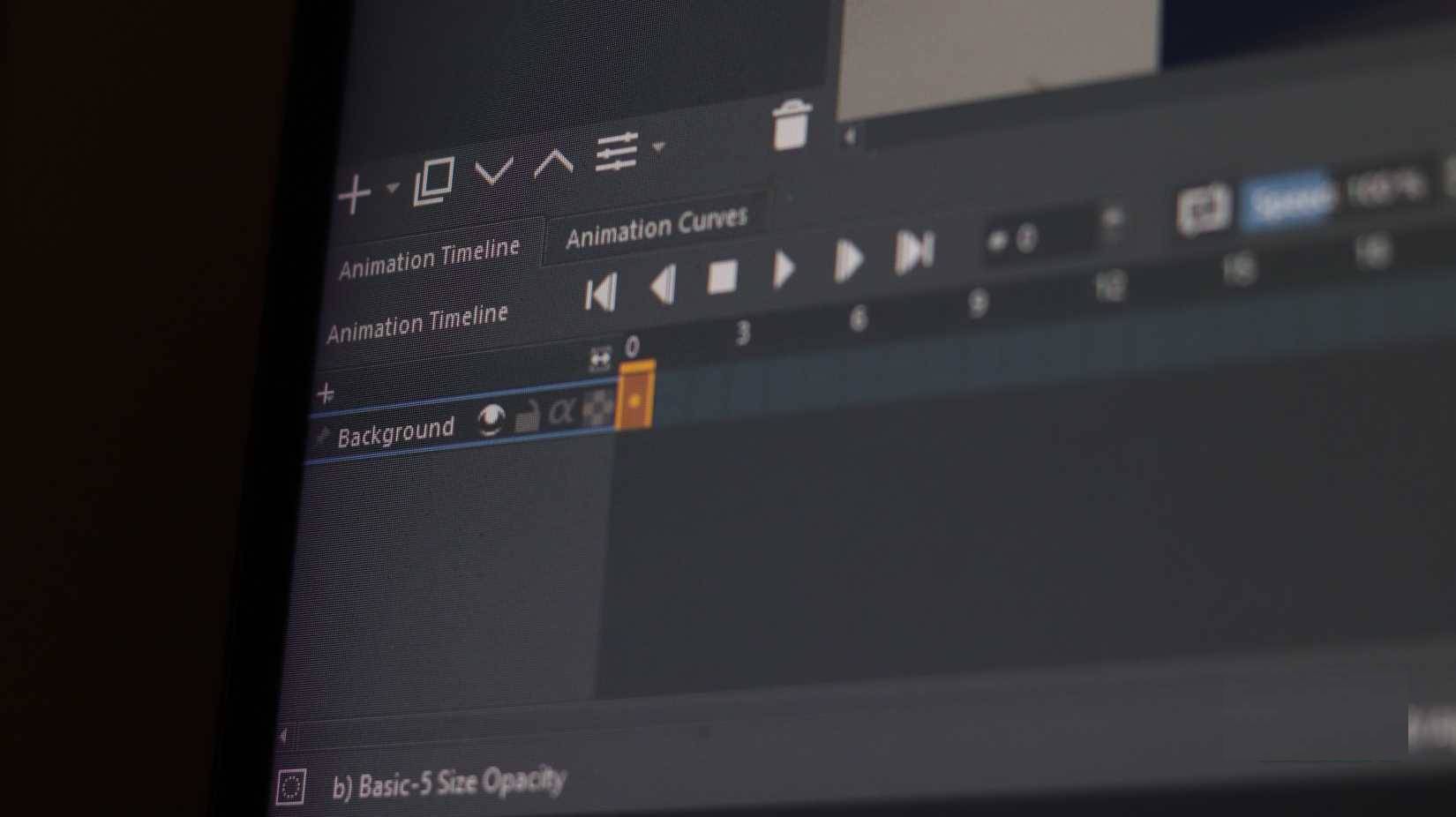 Các điều khiển hoạt ảnh trong Krita.