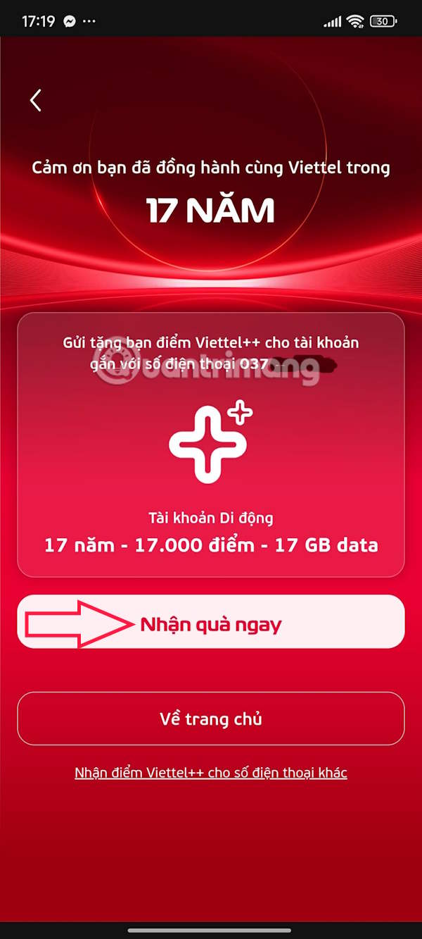 Nhận GB và điểm Viettel++