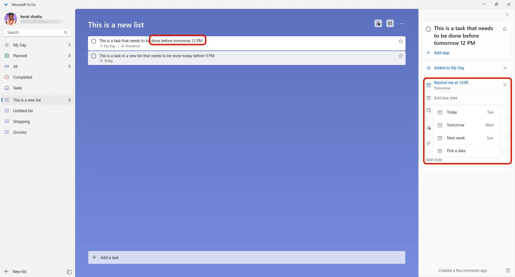 AI tự động nhận dạng thời gian được đề cập trong nhiệm vụ trong MS To Do