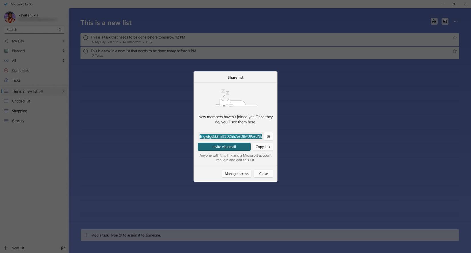 Cộng tác với Microsoft Outlook trong Microsoft To Do