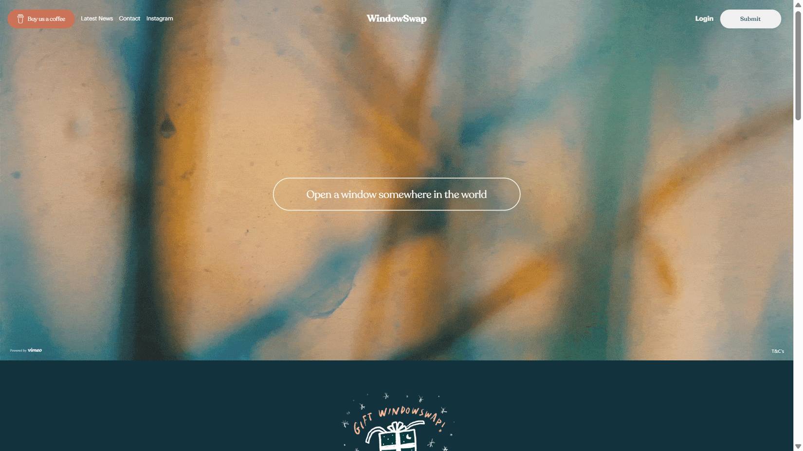 Nút Open a window somewhere in the world trên WindowSwap.