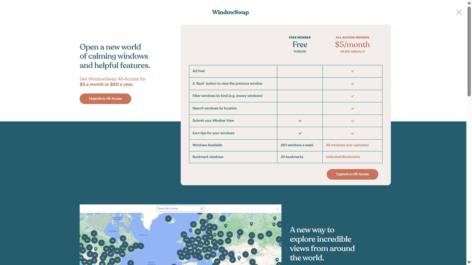 Trang giá thành viên WindowSwap.