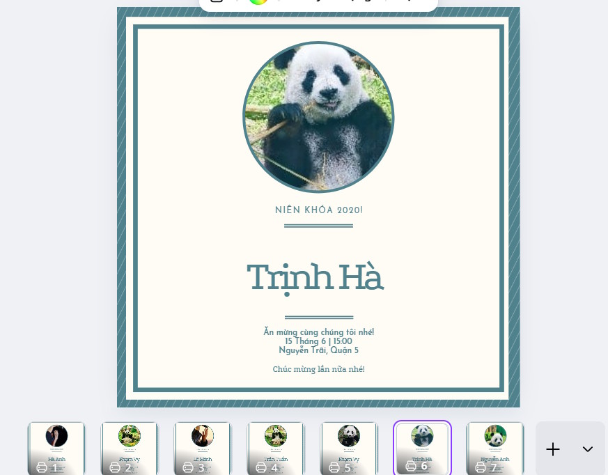 Thiệp mời hàng loạt tạo trong Canva