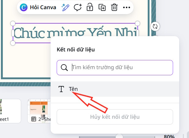 Chọn trường dữ liệu Tên