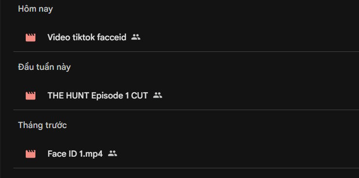 Danh sách file đã chia sẻ 