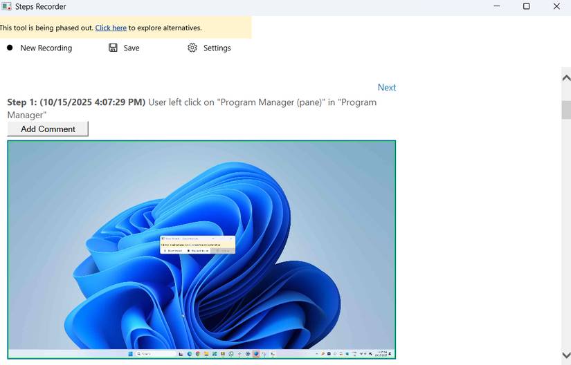Công cụ Step Recorder trong Windows