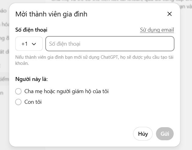 Điện thoại đăng ký ChatGPT của con