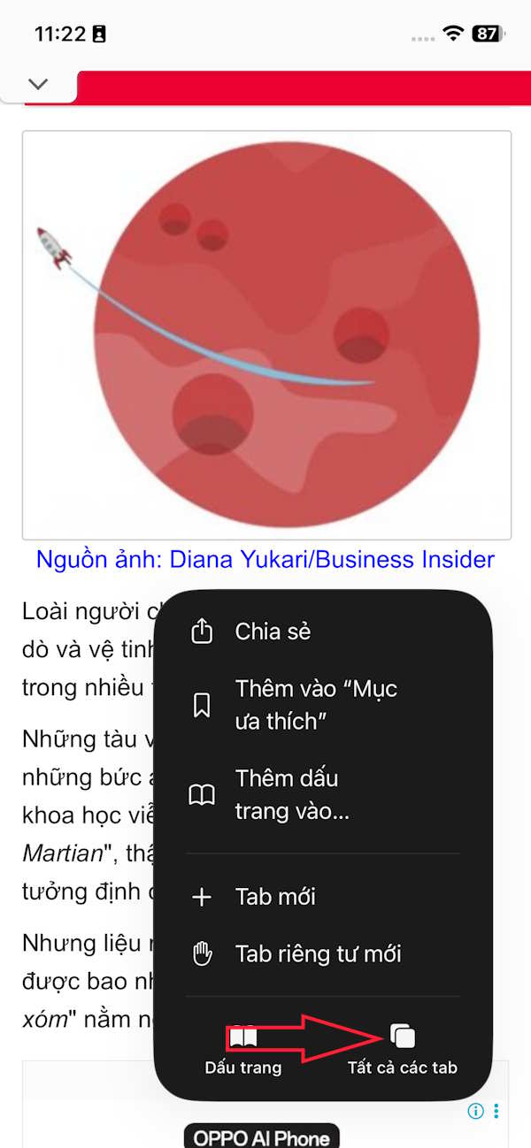 Tất cả các tab Safari