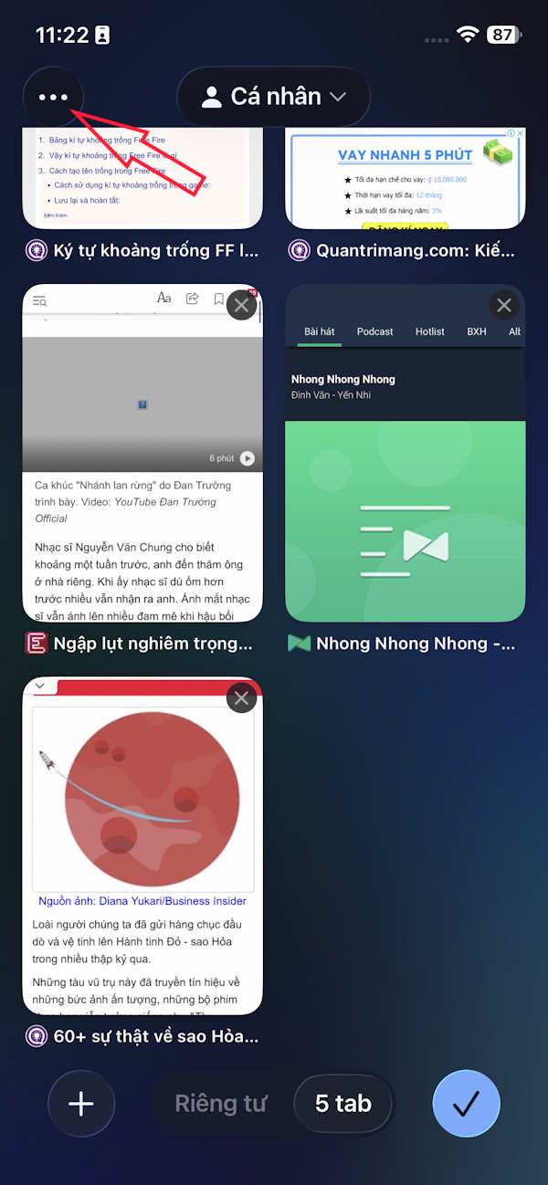 Tùy chỉnh tab trên Safari