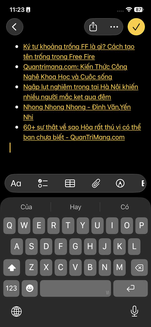 Paste URL các tab mở trên Safari