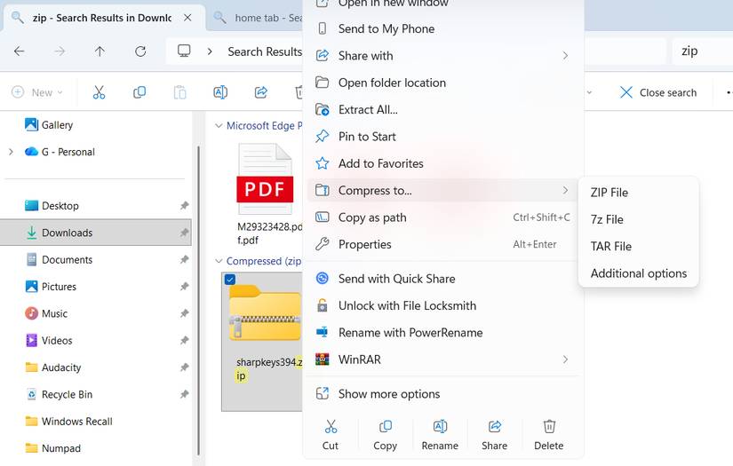 Các tùy chọn lưu trữ của File Explorer