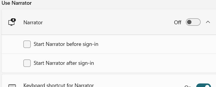 Dùng Narrator Windows 11 khi bật máy