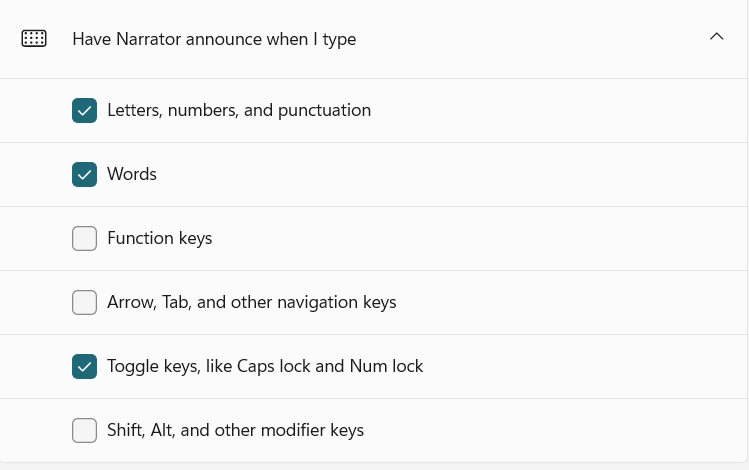 Mức độ chi tiết đọc âm thanh Narrator