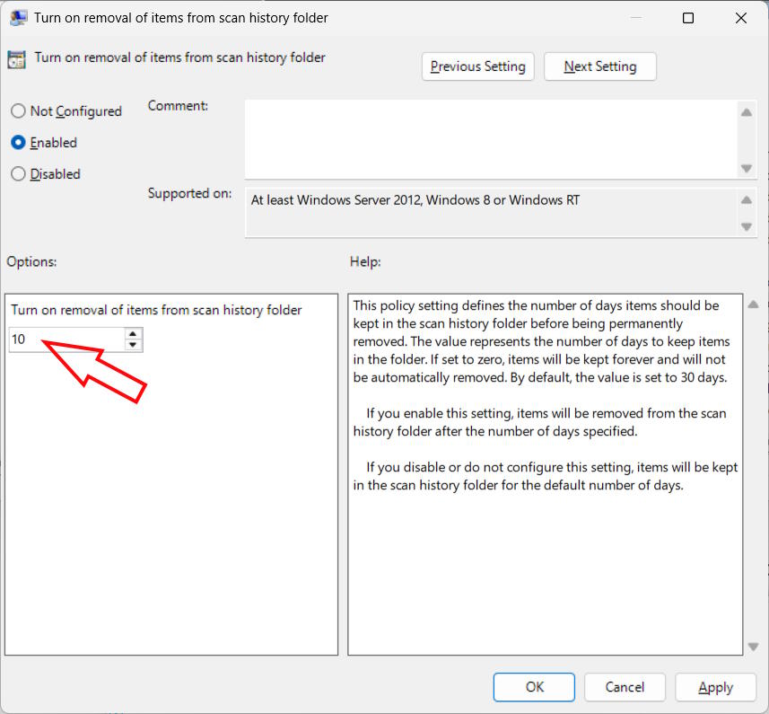 Xóa lịch sử bảo vệ Windows Defender qua Local Group Policy