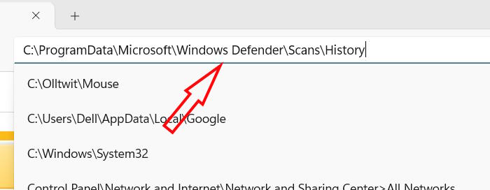 Truy cập thư mục lịch sử Windows Defender