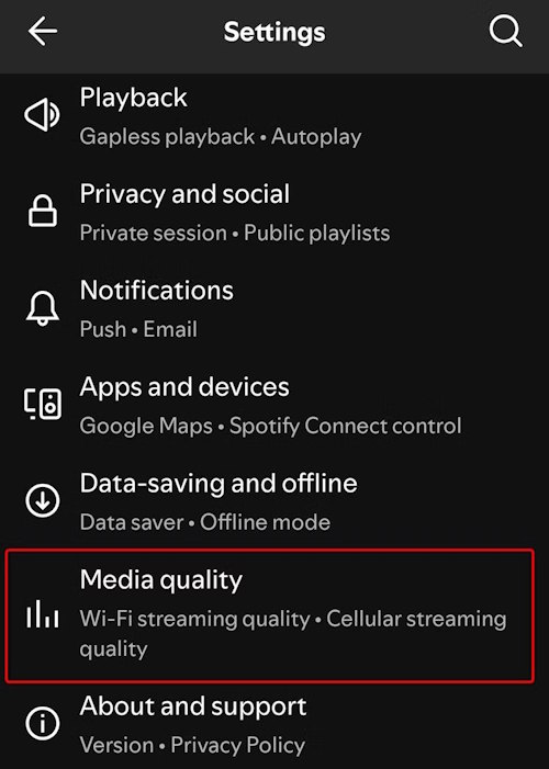 Media quality Spotify