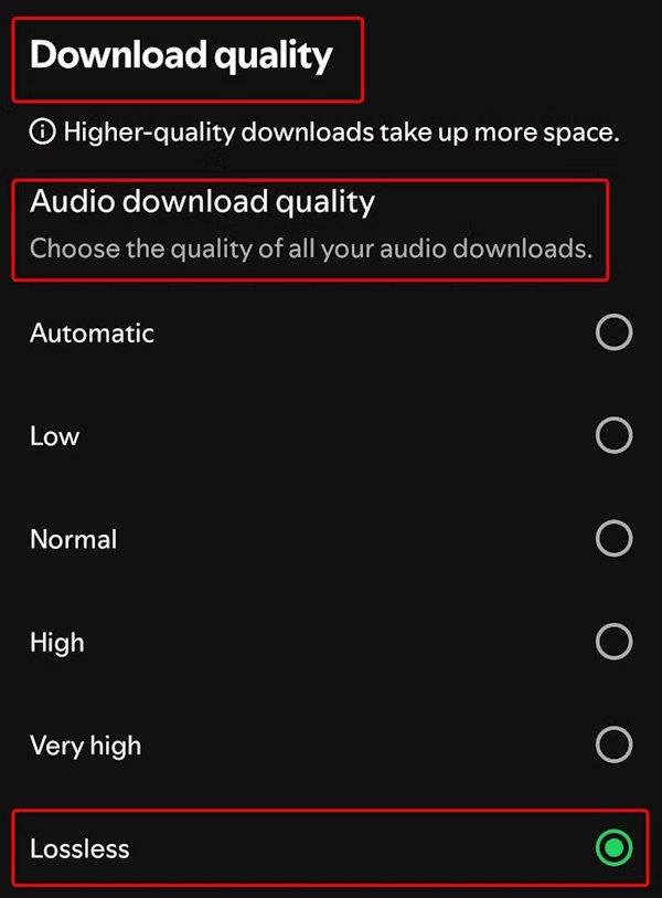 Audio download qualit Spotify
