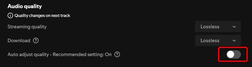 Tắt tự động chuyển chất lượng âm thanh Spotify