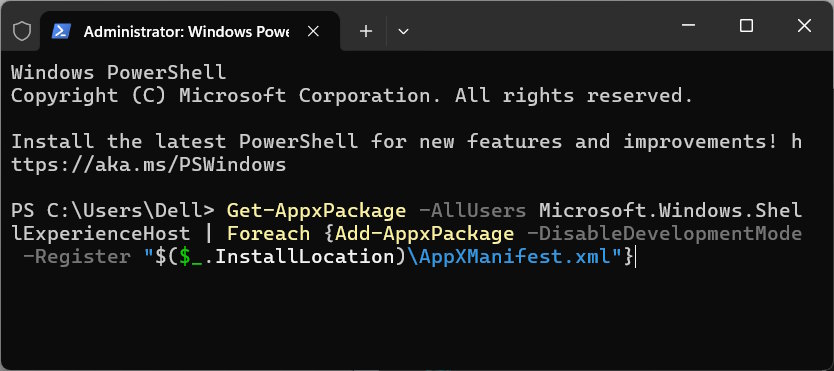 Đăng ký lại Start Menu Windows 11