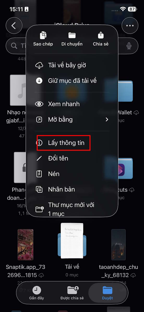Xem thông tin Tệp