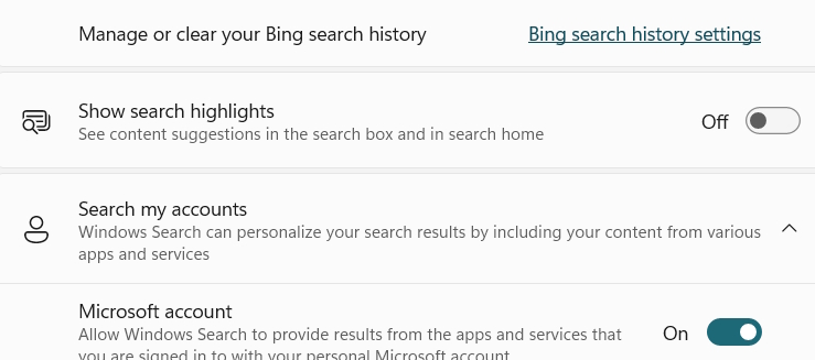 Tắt tìm kiếm nổi bật Windows 11