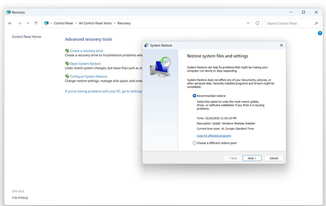 Khôi phục hệ thống (Recovery)
