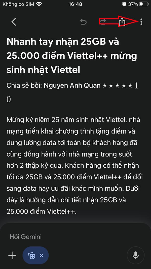 Văn bản trên Gemini